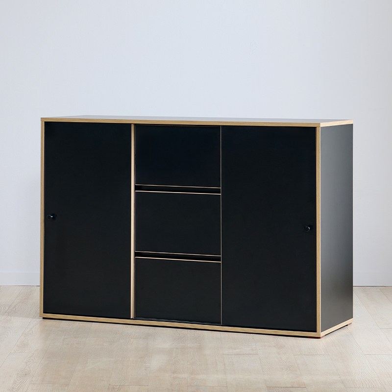 브루노 솔드 2단 E0 미닫이 슬라이드 수납장 1200 서랍장 수납장, 블랙 199,000원