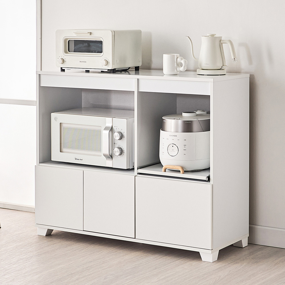 힘찬리빙 밀리 1000 렌지대 밥솥 받침대 전자 레인지 수납장 주방 정수기 다이 밥통 레일 선반, 2단, 밀리 1000 렌지대(화이트) 78,900원