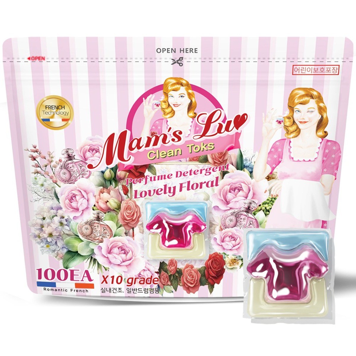 맘스럽 클린톡스 10배고농축 국내산기술력 특대용량 캡슐세제 프로방스 실내건조형 프리미엄 프랑스고급향수 타입, 1개, 100개입 10,450원