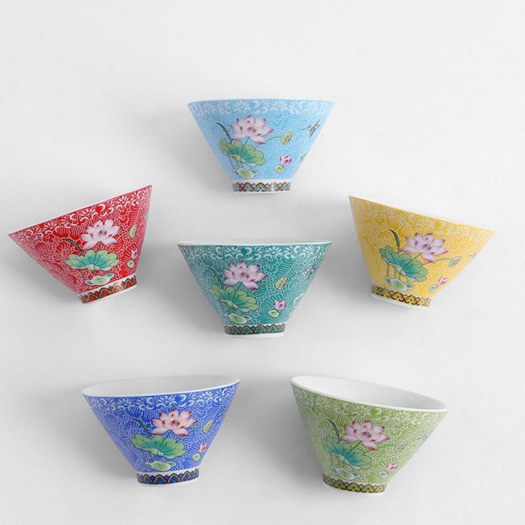 플라워 연꽃 다기 찻잔 정종 사케잔 6p 명절 선물세트(70ml) 49,320원