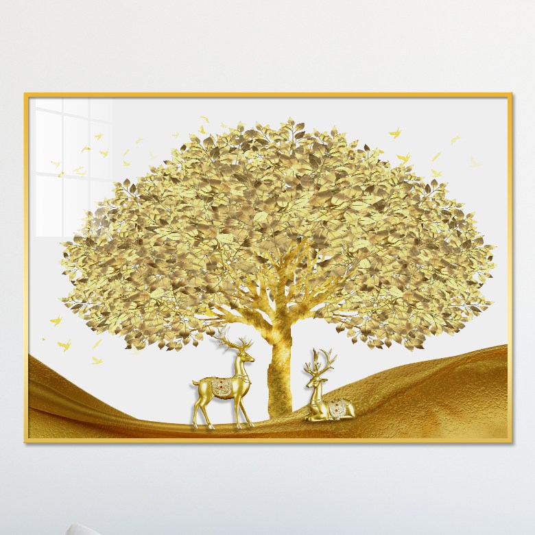 아트블루 풍수에 좋은 그림 황금 나무 금나무 사슴 인테리어 액자, 3번 황금나무_커플_가로_[흰]배경 29,900원