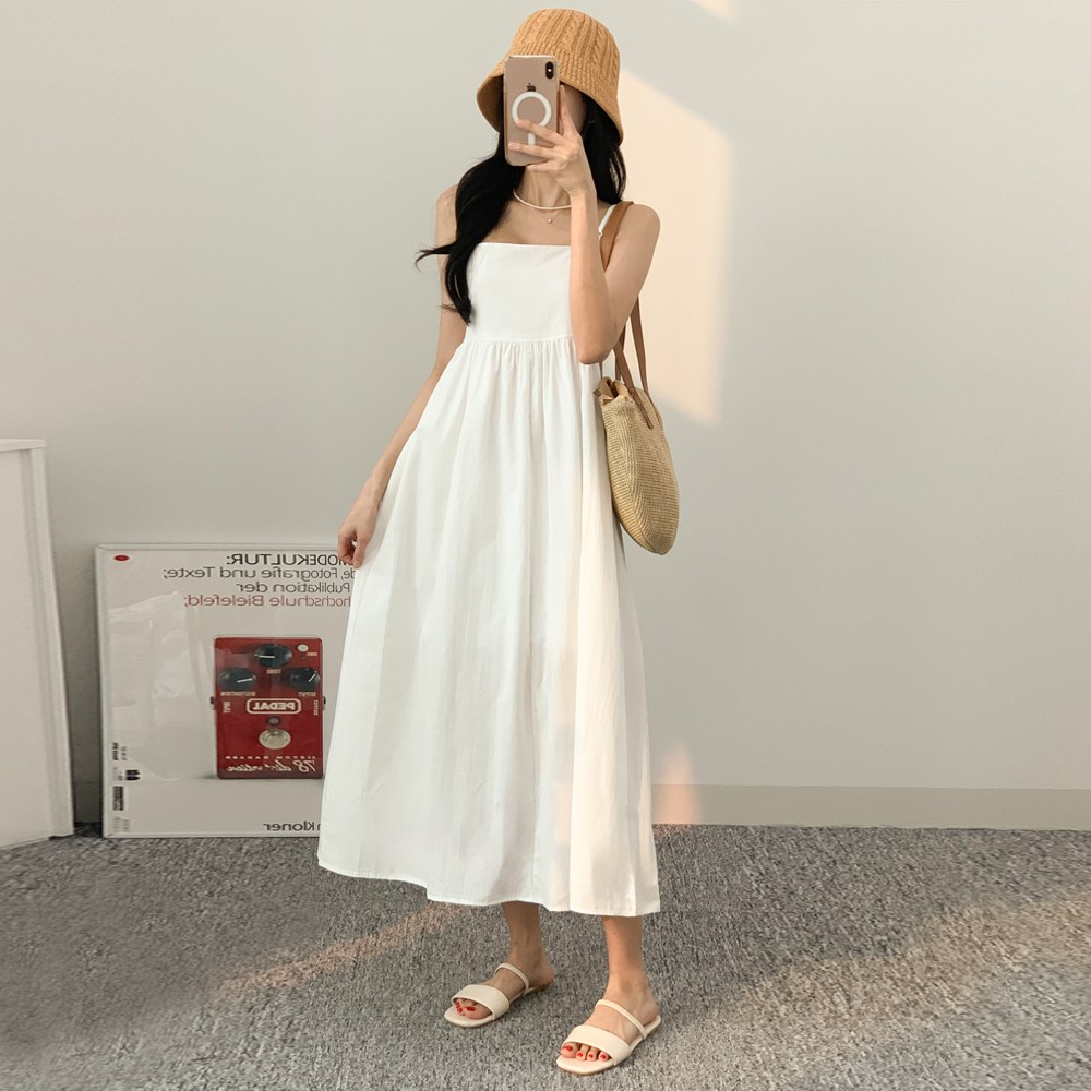 소유진 여성용 스퀘어 넥라인 어깨끈 조절 나시 롱원피스 바캉스 썸머룩 22,000원