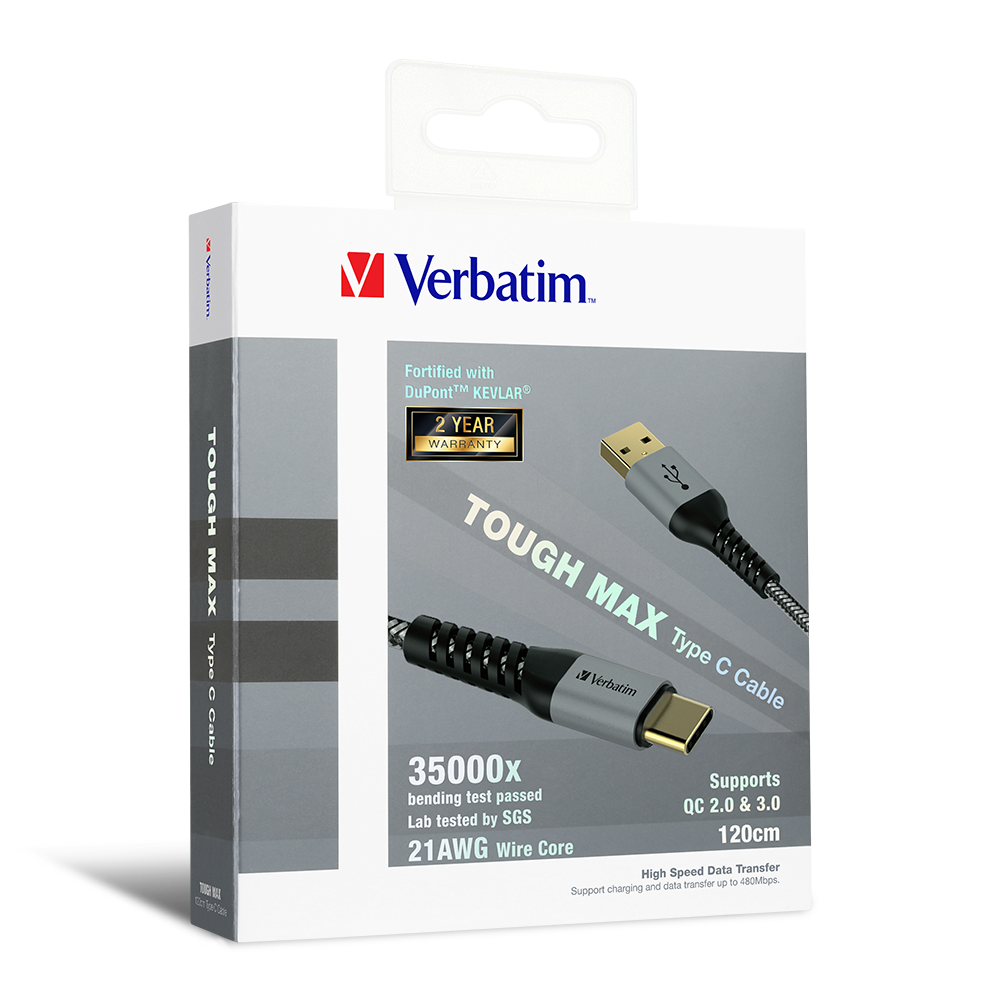 버바팀 듀퐁 케블라 USB A to C 고속 충전 케이블, 65989 그레이 120cm, 1개 15,900원