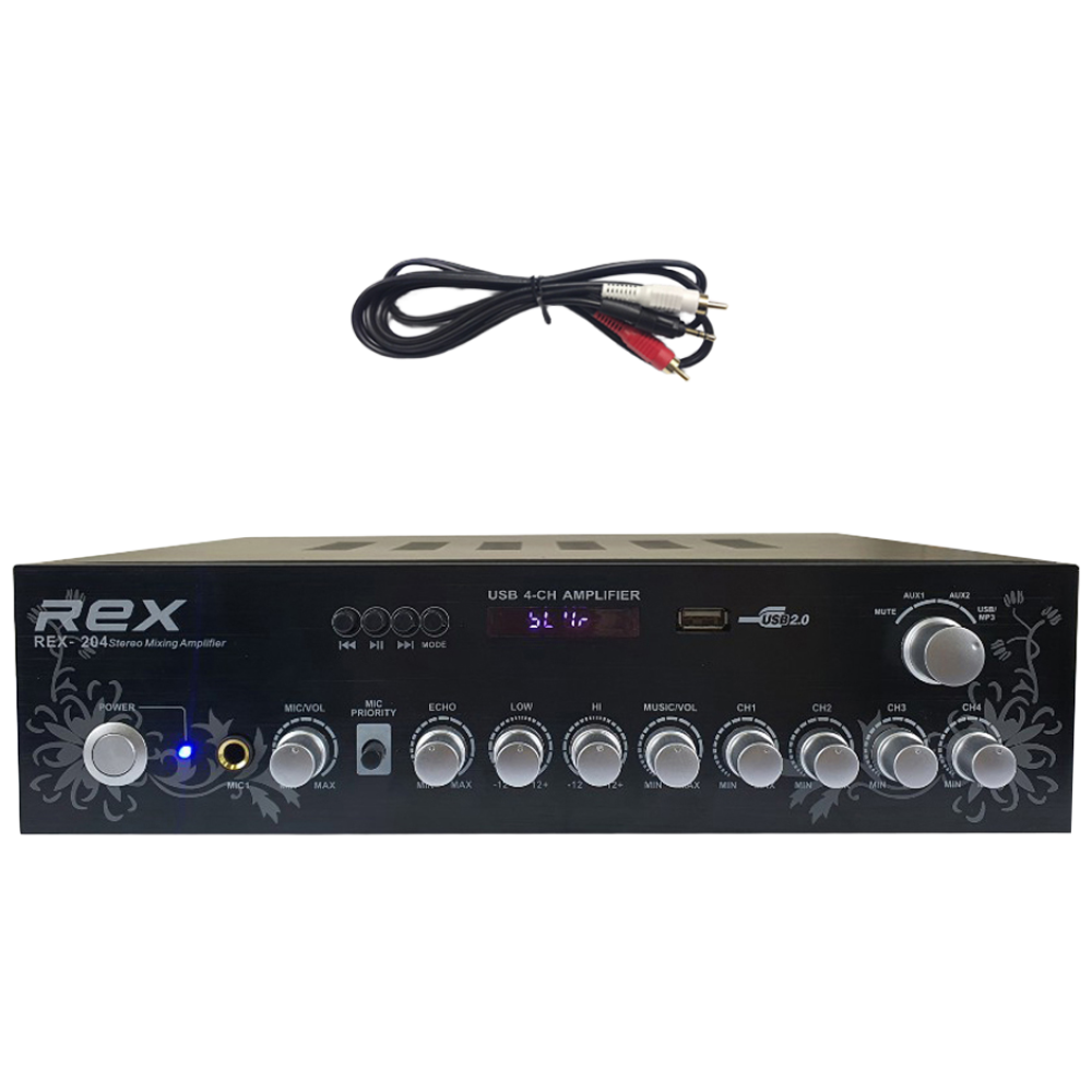 REX-204 매장용 카페 가정용 업소용 블루투스앰프 4채널 + AUX 케이블 1.5m, 단일상품 98,540원