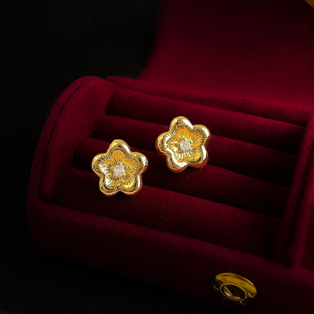 NXNA S925+14K 심플 미니 텍스쳐 플라워 생일선물 귀걸이 XYL-ED042, 도금 95,000원