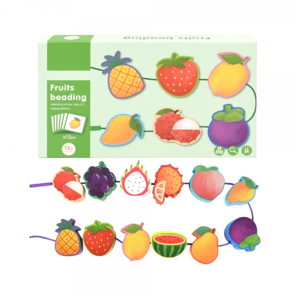 Ollimo 원목 목제 블록 실꿰기 교구 과일 가베 블럭 퍼즐 교구 19,600원