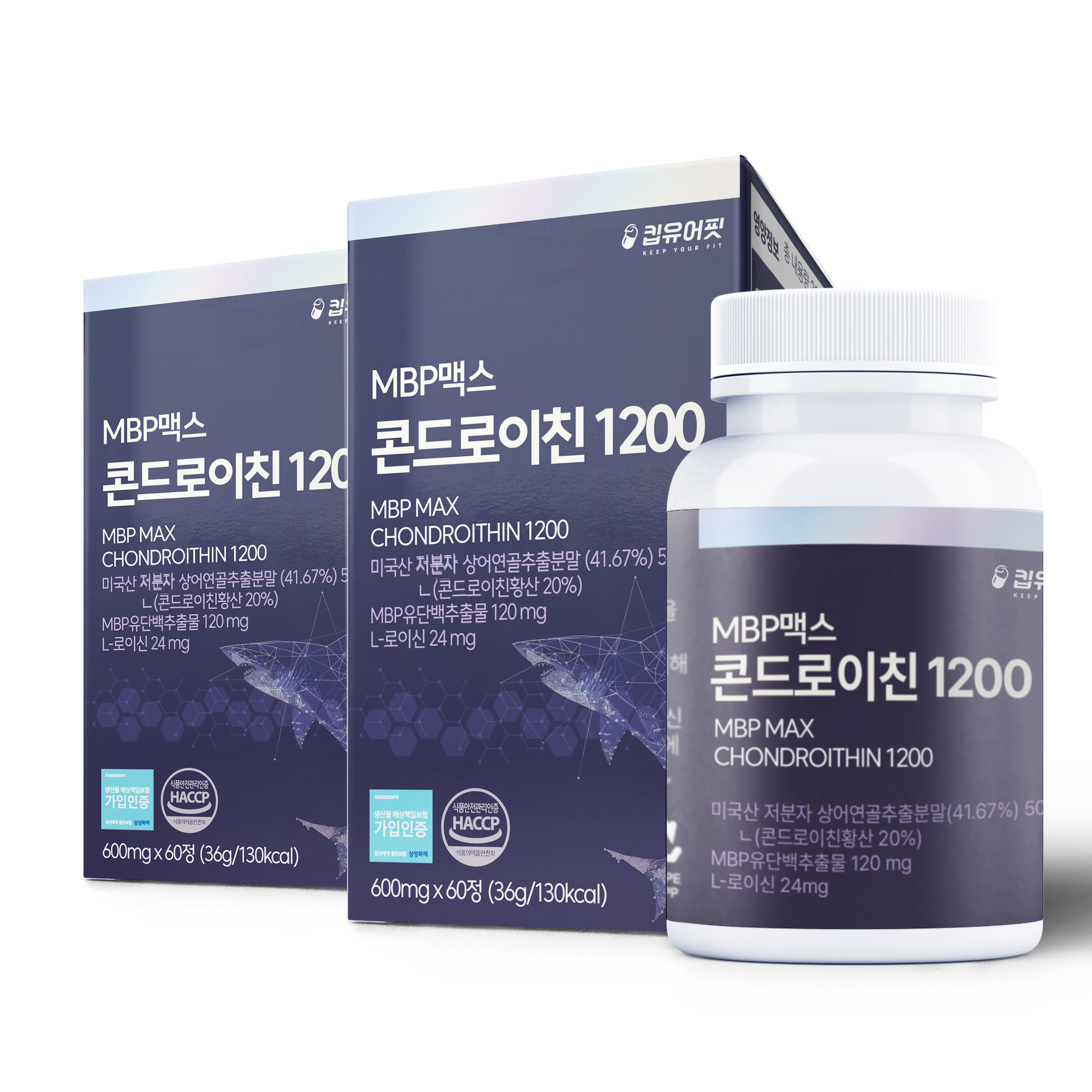 킵유어핏 미국산 저분자 상어연골 콘드로이친 1200 MBP 식약처 HACCP 인증, 60정, 2개 43,000원