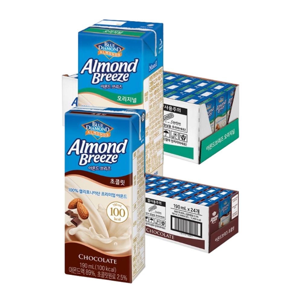 아몬드브리즈 190ml 초콜릿 24팩 + 오리지널 24팩 (총 48팩) 40,000원