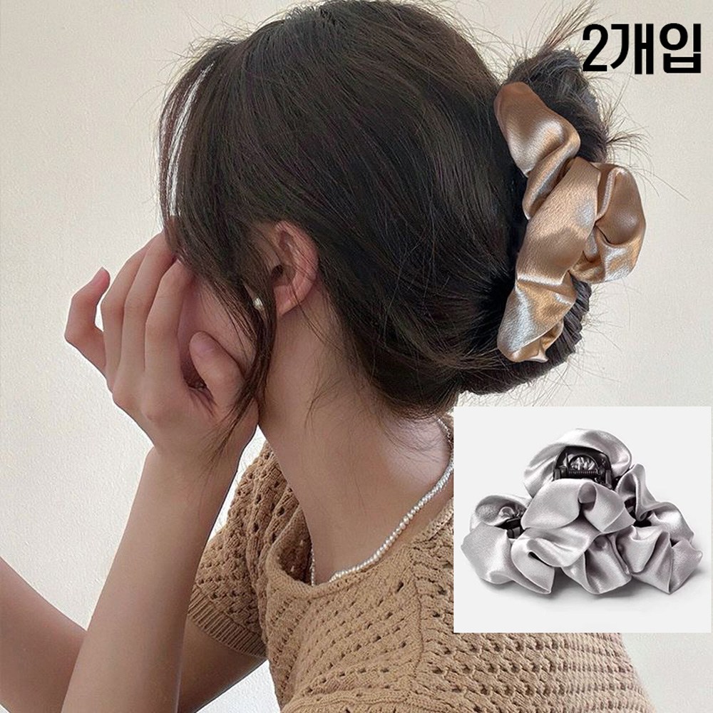 버딩 셔링 쉬폰 빅사이즈 집게핀 올림머리 고정 클립 구름 헤어핀 8,450원
