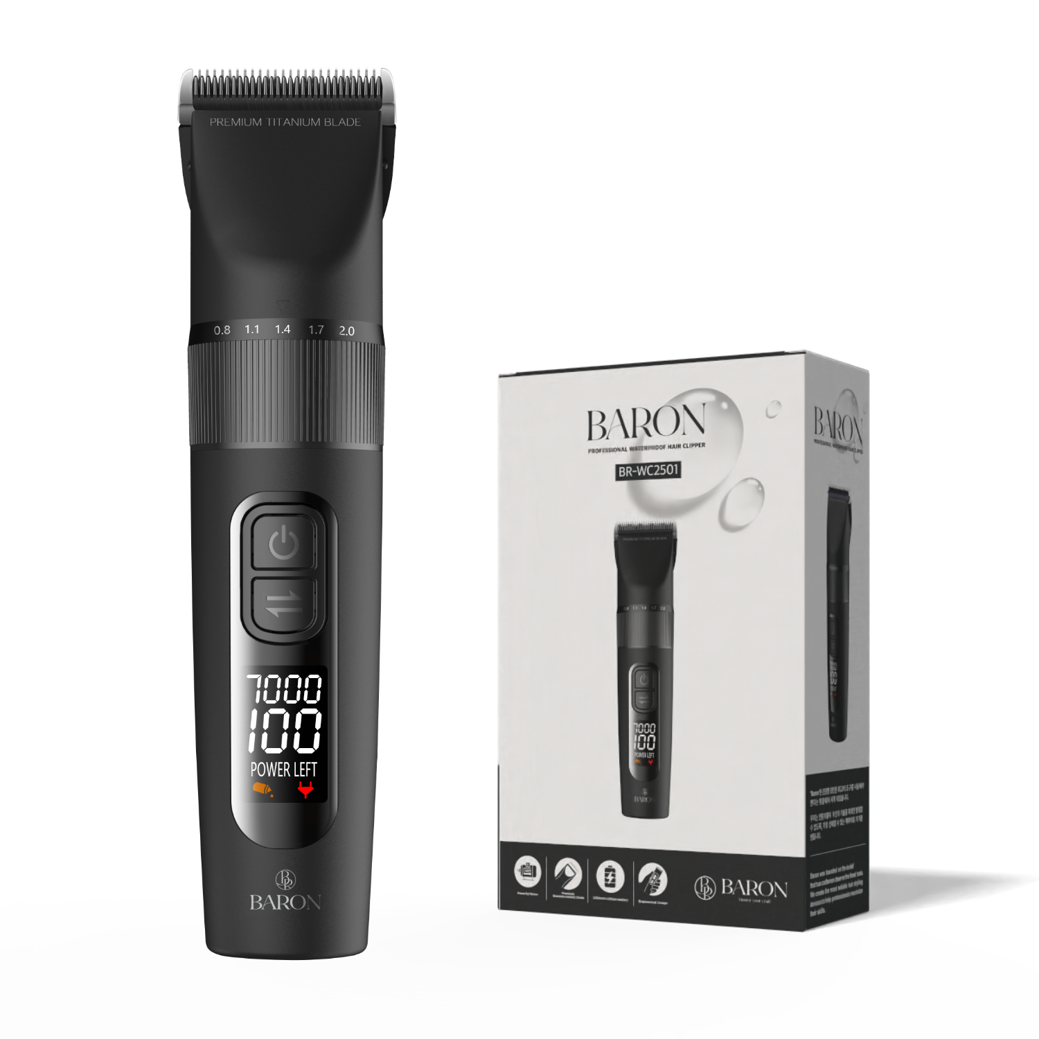 바론 전문가용 방수 남자 바리깡 이발기, 블랙, 현재가 39,900원