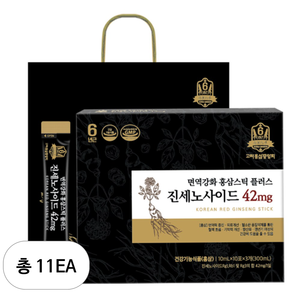 고려홍삼중앙회 면역강화 홍삼스틱 플러스 진세노사이드 42mg + 쇼핑백 588,380원