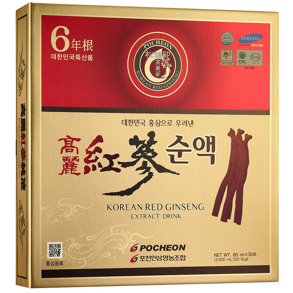 포천홍삼 홍삼순액 80ml x 30포, 1개, 2.4L 41,410원