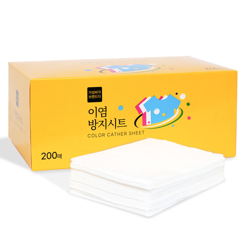 가성비가브랜드다 이염방지시트 세탁시트 국내산 대용량 200매 / 흰옷 이염 걱정 끝 드럼 일반 겸용 8,900원