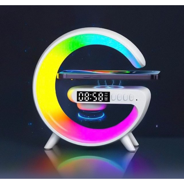 배배상점 침실 탁상시계 감성 무드등 블루투스5.3 스피커 무선충전 LED 알람 시계조명, 화이트 39,900원