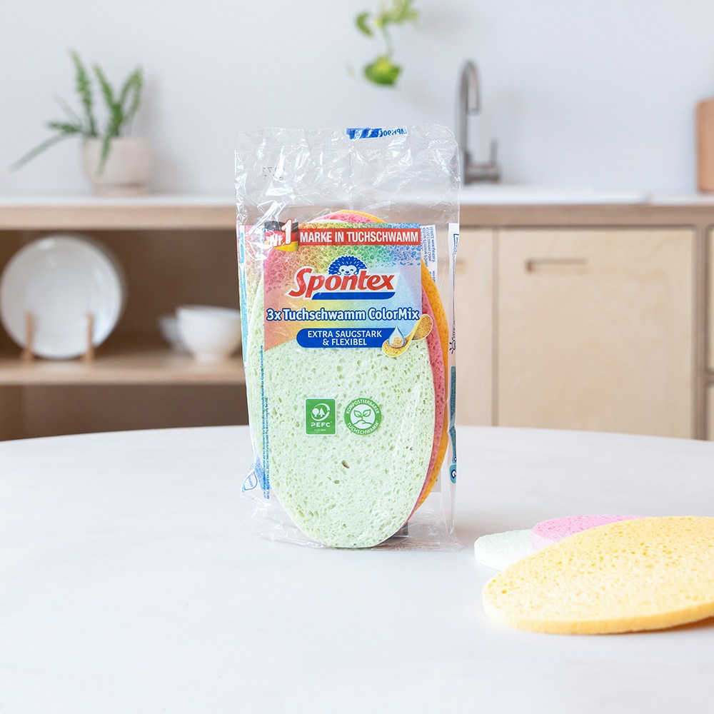 스폰텍스 셀룰로오스 원형 수세미 컬러 믹스 3개입 5,450원
