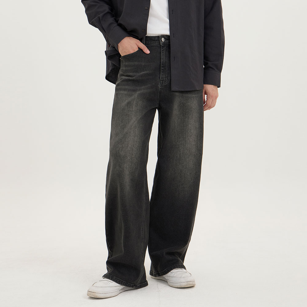 클로니아 스트레치 빈티지 워시드 남여공용 벌룬 와이드 데님 팬츠 (블랙) EU7M87 39,800원