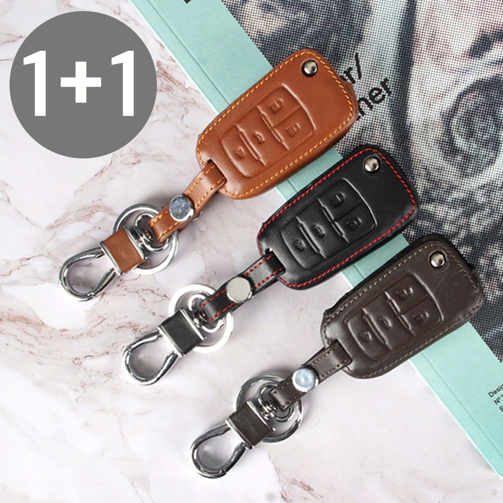 (1+1) 리미트 쉐보레 뉴스파크 아베오 크루즈 5 라세티 프리미어 알페온 말리부 올란도 4버튼 폴딩키 리얼소가죽 케이스 키링 키홀더 VA-L29 29,900원