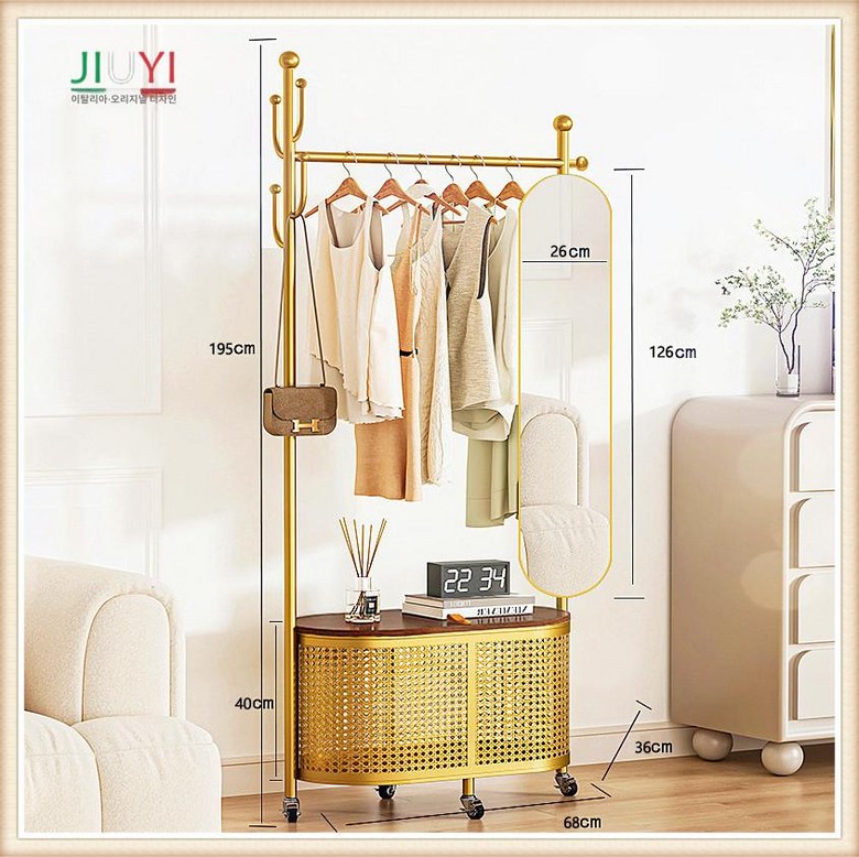 [나만의 쇼룸] 이동식행거 전신거울일체형 프렌체스타일 둥근아치형걸이 이동가능한바퀴 270,500원