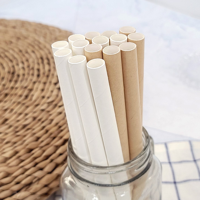 친환경 버블 스무디 종이빨대 21cm 25cm 화이트 크라프트 벌크포장 1봉 150개 5,500원