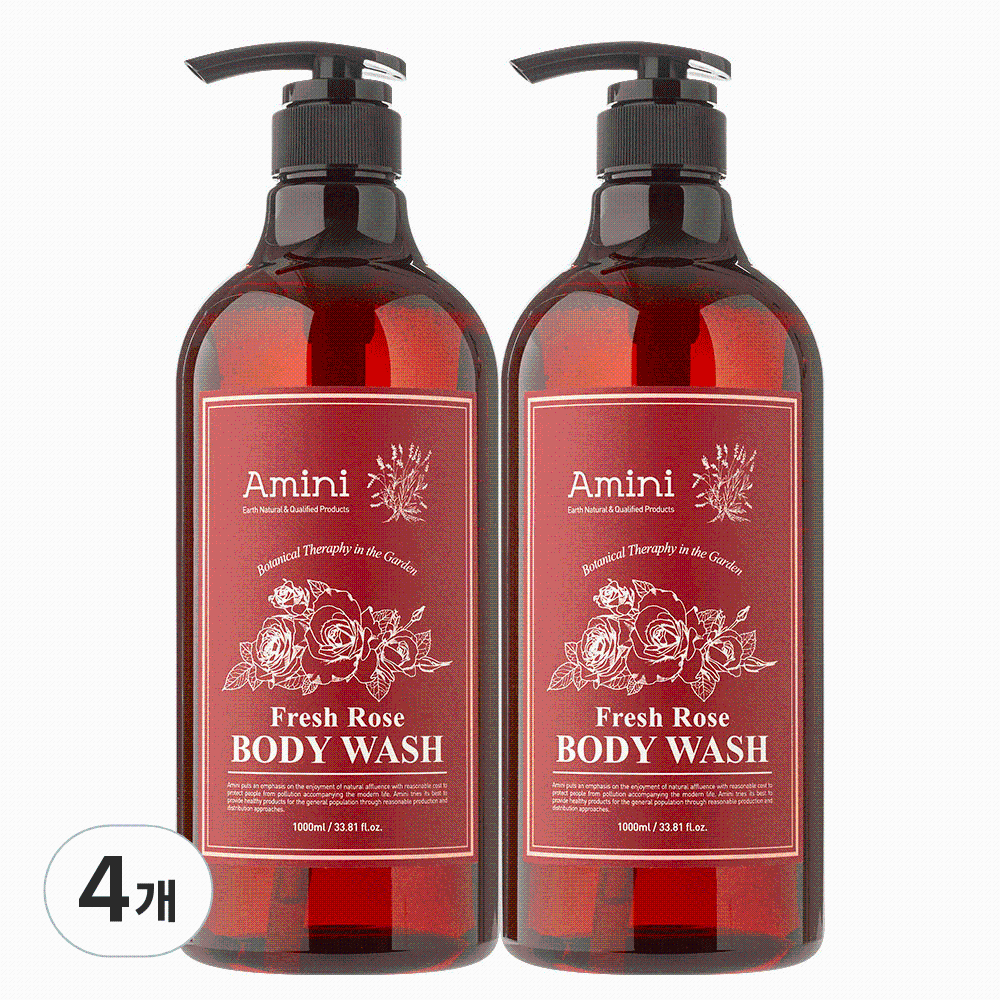아미니 플라워테라피 바디워시 프레쉬로즈, 4개, 1L 42,900원