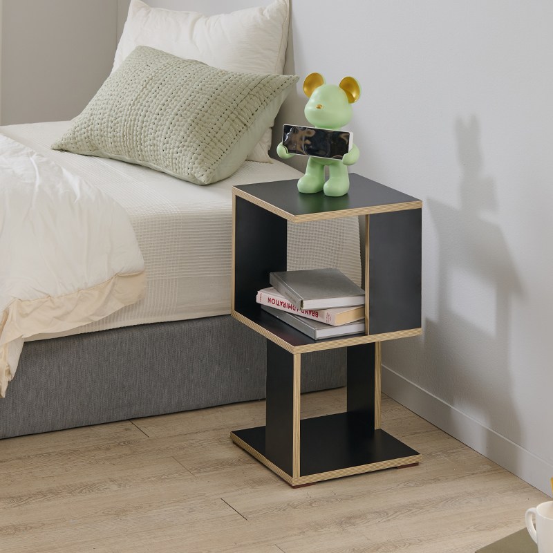 브루노 레미 원목 협탁 낮은 미니 협탁 침대사이드 테이블, 2단, 블랙 44,000원