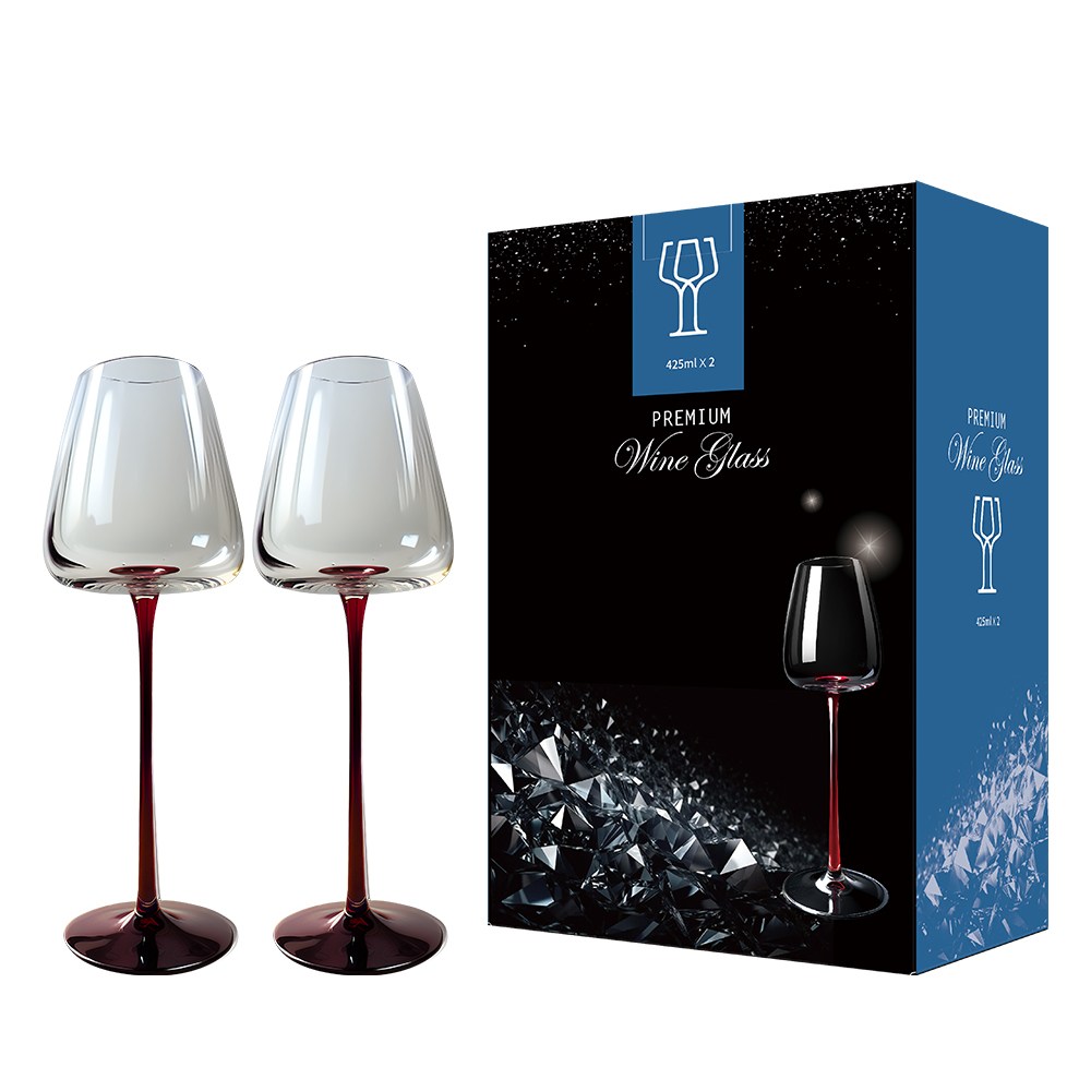 샴페인잔 1세트(2개입) 프리미엄 와인잔 선물패키지 핸드메이드 수제 레드타이 와인잔 크리스탈 화이트 집들이, 2개, 425ml 32,730원