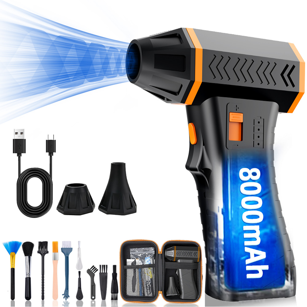 Outfree 아웃프리 에어건 초강력 무선 미니 휴대용 콤프레샤 차량용 송풍기 가정용 컴퓨터 청소 먼지 청소기 260000RPM, 오렌지 99,000원