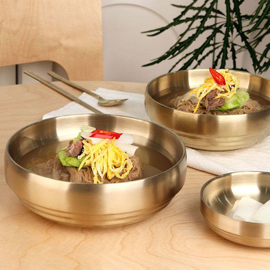 마스테인-티타늄 금빛 접시 GD-001 금색 스텐 식기 세트, 업소용 이중 찬기 그릇 (한식,한정식,양식 면기 용기), 1개, 지르코늄 골드 13,130원