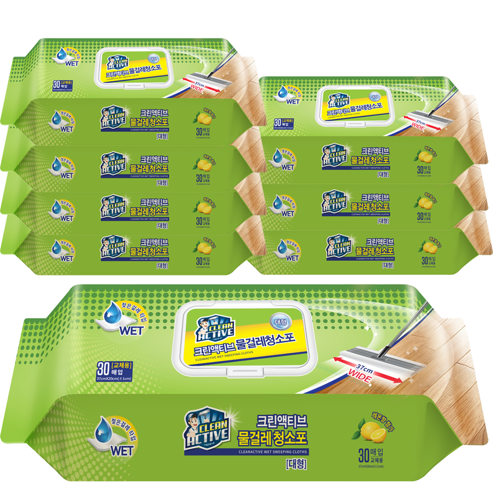 크린액티브 물걸레 청소포 대형 30매, 8개 19,800원