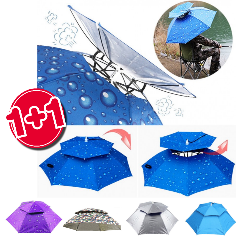 자외선 100% 차단 안감 블랙 코팅 신형 BJ 더블 핸즈프리 2단 모자우산 우양산 양산 텃밭우산 낚시우산 밭일 농사 작업 햇빛차단 썬캡 14,990원