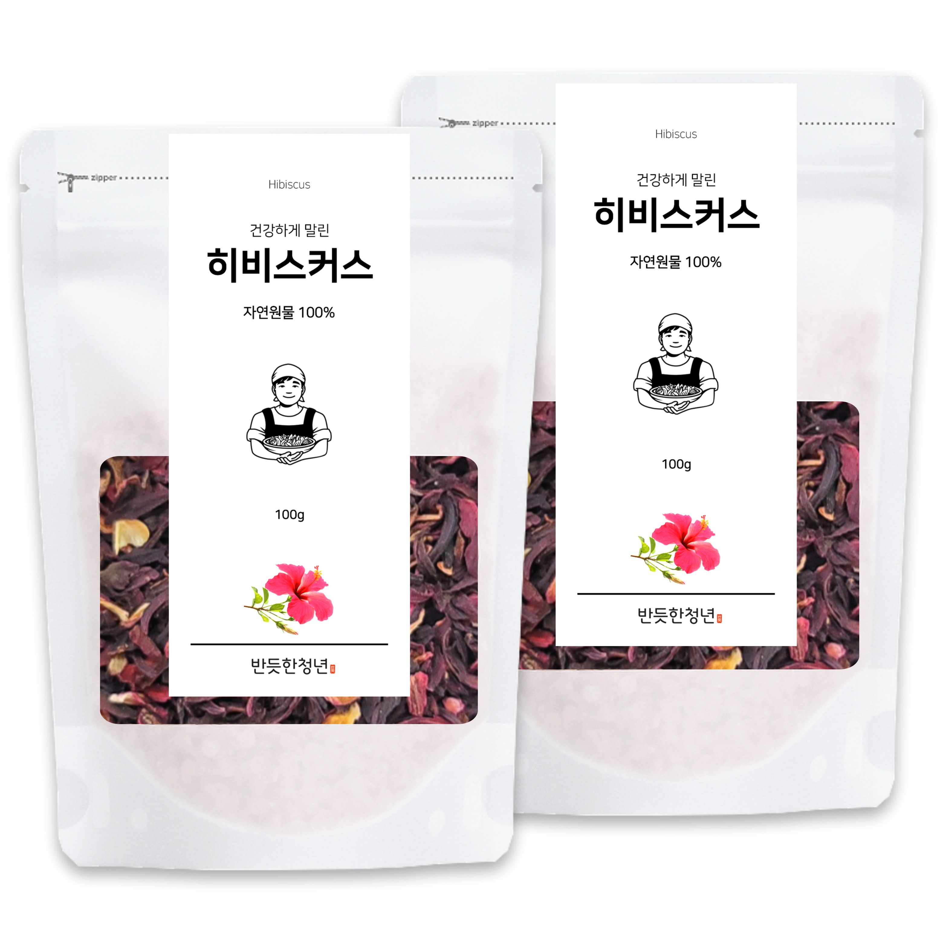 1+1 반듯한청년 히비스커스 티 100g 2봉 리필팩 차, 2개, 1개입 16,900원