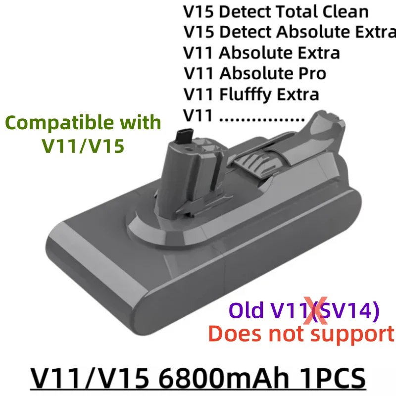 정말좋습니다 다이슨 V10, V8, V11, V15, V7 시리즈, SV07, SV09, SV10, DC62 진공청소기와 호환되는 100% 새 제품 충전식 배터리입니다. 당일출고 166,830원