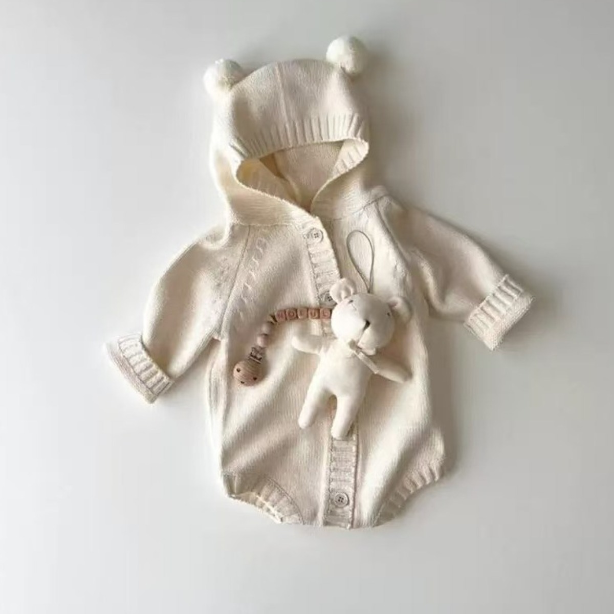 [베베앤로아] 영유아 유아 여아 남아 공용 백일 6개월 실내복 니트 긴팔바디슈트 촬영복 24,800원