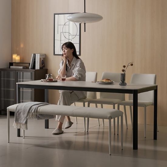 (한샘몰pick) 보니애 나폴리 포세린 세라믹 식탁세트 6인용 1800 (벤치형/체어형 선택) 348,640원