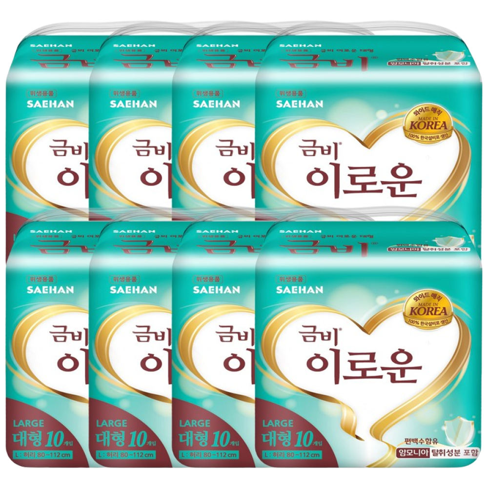 금비 이로운 와이드매직 대형(10매x8팩) 성인용기저귀 겉기저귀, 8개, 대형, 10개입 49,000원