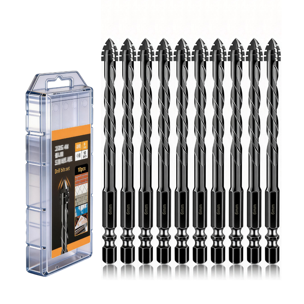 4날 톱니형 콘크리트 드릴 비트 타일 드릴 기리 6mm 10개입 세트 17,010원