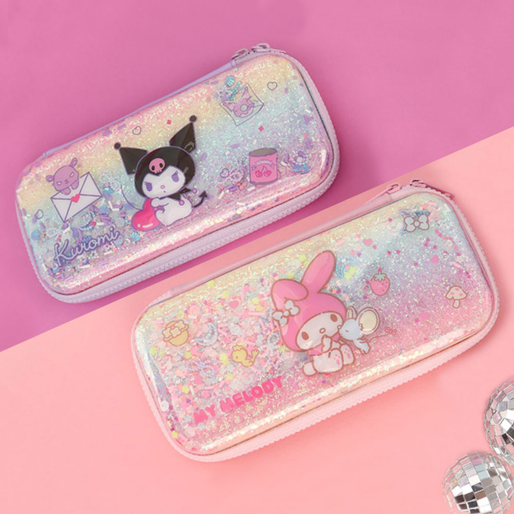 산리오 캐릭터즈 파우치 스팽글 엠보 EVA 레인보우 필통 마이멜로디 쿠로미 펜 케이스 19,120원