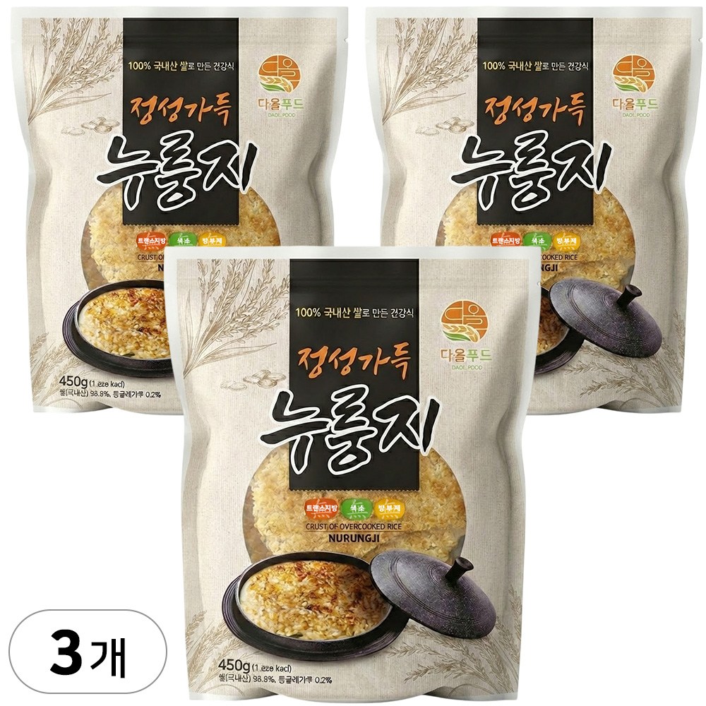 다올푸드 정성가득 국산 누룽지, 3개, 450g 15,750원