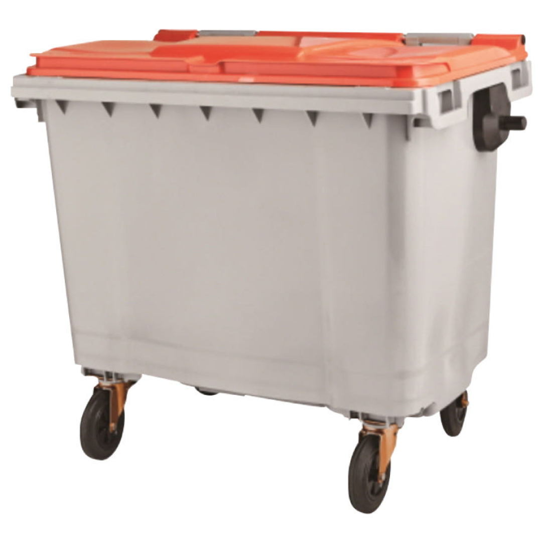 국내생산 아파트용 회사용 660리터 자동상차 수거용기 연회색+주황색 문구 일반쓰레기, 연회색(몸체)+주황(뚜껑) 문구:일반쓰레기 391,600원