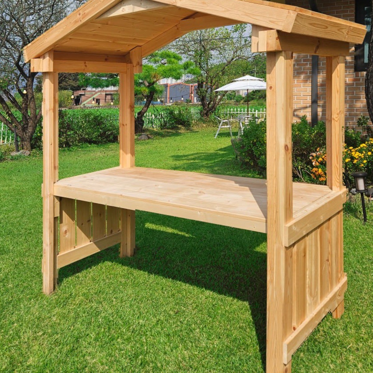 미엔우드 포장마차 테이블 지붕형 야외 평상 정자 파고라 정원 카페 옥상 테라스 원두막, 무도색 339,000원