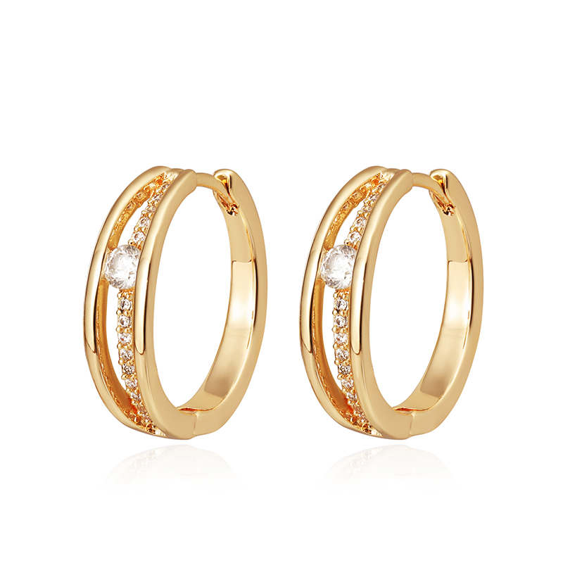 FETTERO 14k 도금 원터치 로즈골드 원형 패션 큐빅 귀걸이 16,780원