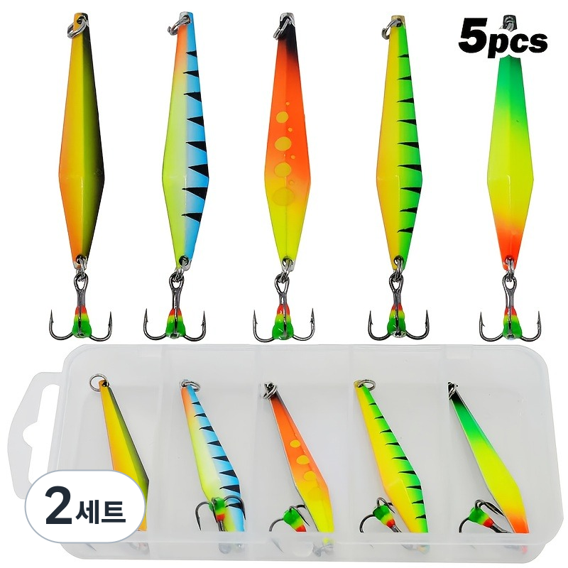 Hqzoomee 얼음낚시 미끼 회전 스팽글 메탈지그 세트 갈치 우럭 삼치 27,900원