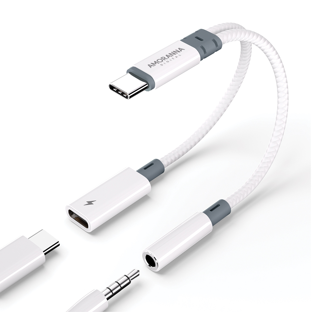 아모란나 C타입 듀얼젠더 고음질 DAC 꼬다리덱 PD 충전 60W KT02H20칩셋 32bit 384KHz 이어폰 헤드폰 젠더, 화이트, 1개 19,900원