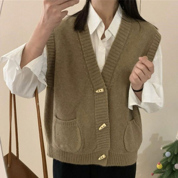 에스라이프 루즈핏 여성조끼 니트베스트 9,900원