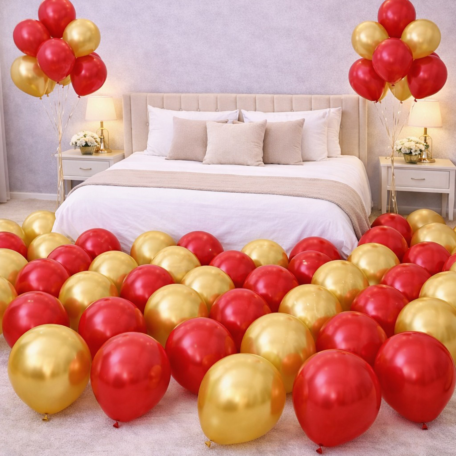 팡파티 파티풍선 50p + 공기 펌프 소형, 레드앤골드, 1세트 5,600원