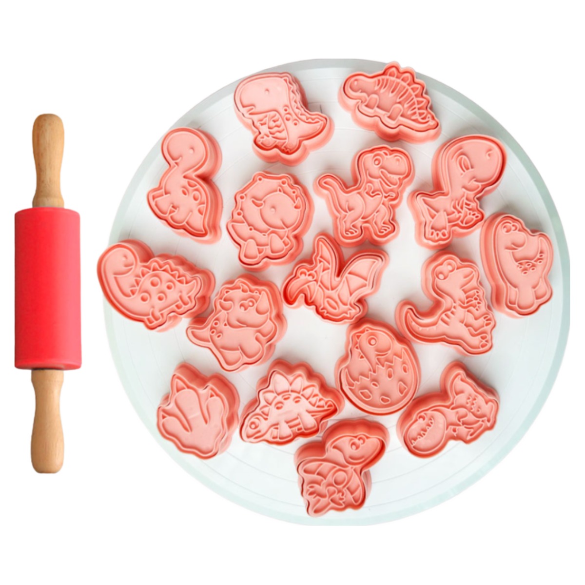 캐롯캐롯 공룡 쿠키틀 클레이몰드 베이킹도구 16종 세트 (밀대증정) 13,200원