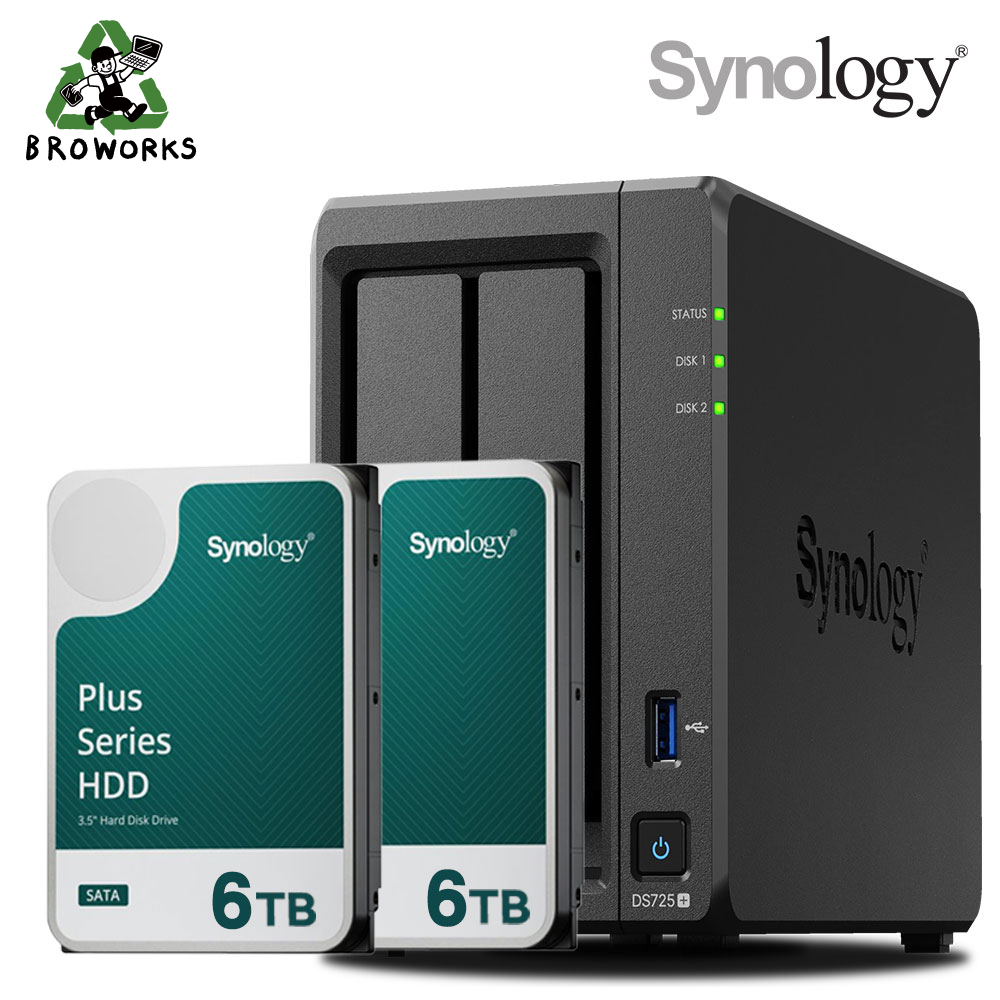 시놀로지 나스 DS725+2bay [12TB]HAT3300-6TBX2EA 기업용 NAS 합본 1,735,000원