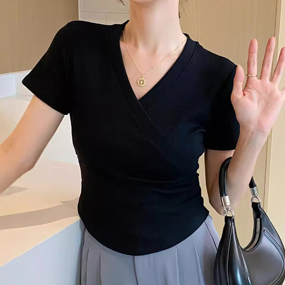 캐쉬캔버스 여성 무지 브이넥 반팔 티셔츠 렙넥 데일리 18,000원