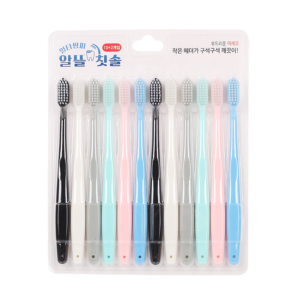 부드러운 미세모 칫솔 작은 헤더 잇몸 저자극 알뜰칫솔, 3개, 12개입 9,450원