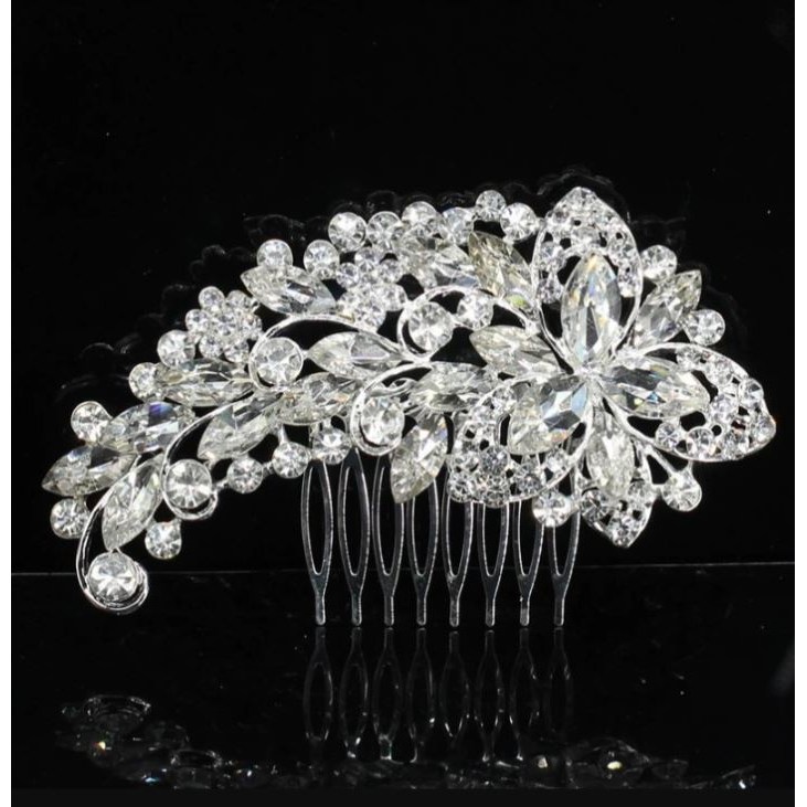 마녀플랜트 꽃잎 큐빅 웨딩 실버컬러 머리장식, 1개, 실버 25,000원